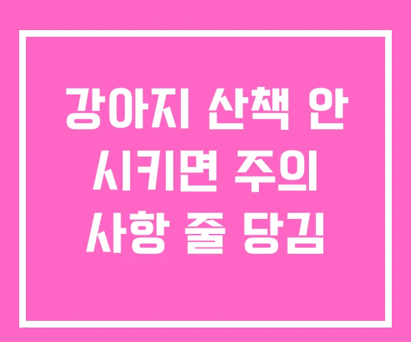 강아지 산책 안 시키면 주의 사항 줄 당김