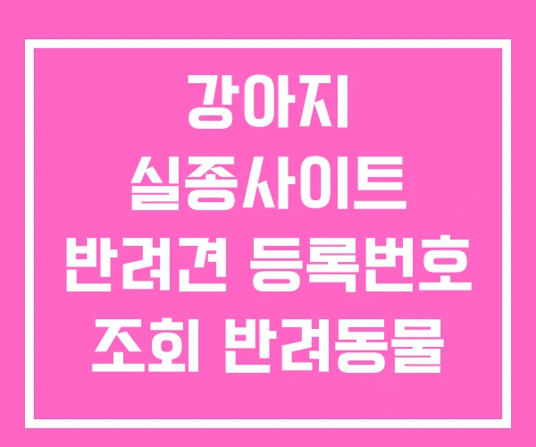 강아지 실종사이트 반려견 등록번호 조회 반려동물 강아지 실종사이트 반려견 등록번호 조회 반려동물