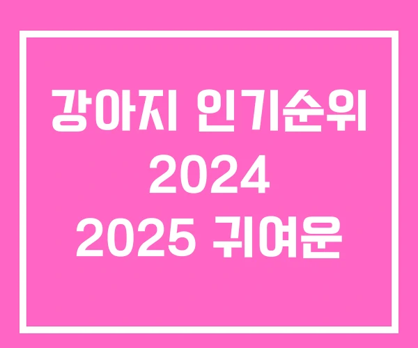 강아지 인기순위 2024 2025 귀여운