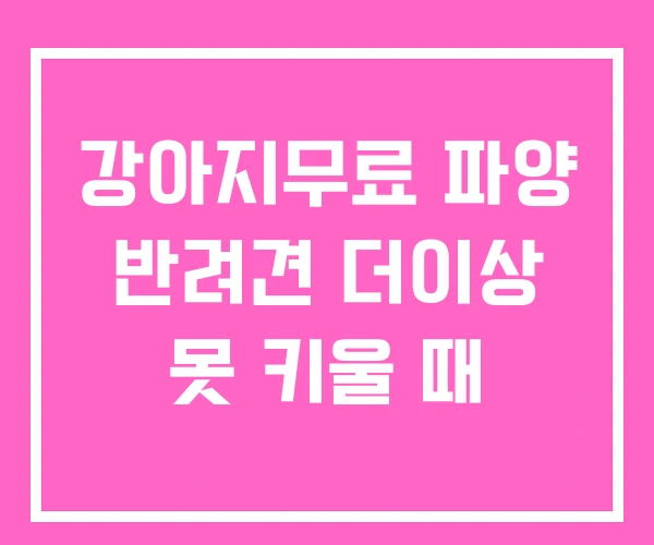강아지무료 파양 반려견 더이상 못 키울 때