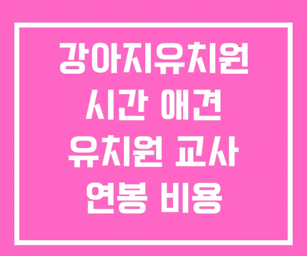 강아지유치원 시간 애견 유치원 교사 연봉 비용 강아지유치원 시간 애견 유치원 교사 연봉 비용