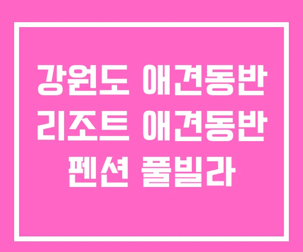 강원도 애견동반 리조트 애견동반 펜션 풀빌라
