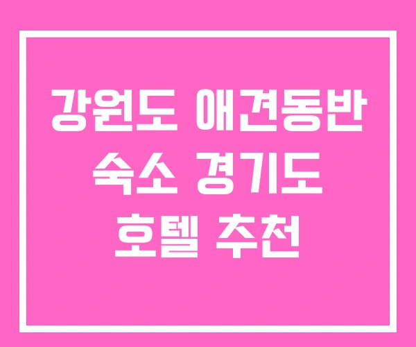강원도 애견동반 숙소 경기도 호텔 추천