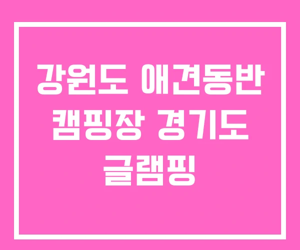 강원도 애견동반 캠핑장 경기도 글램핑