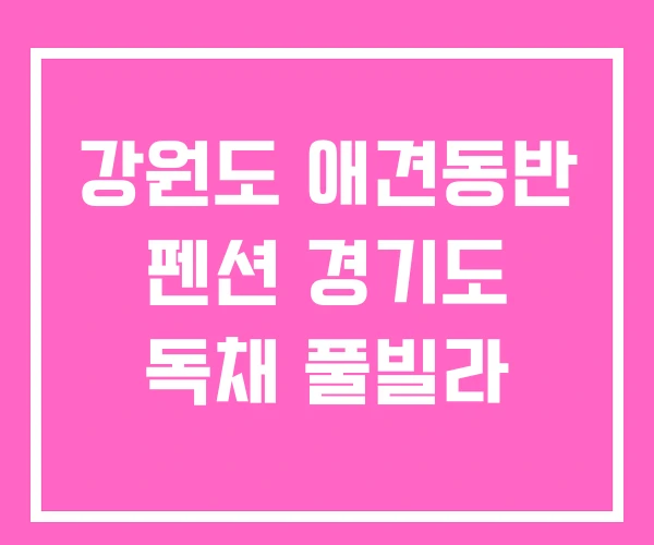 강원도 애견동반 펜션 경기도 독채 풀빌라