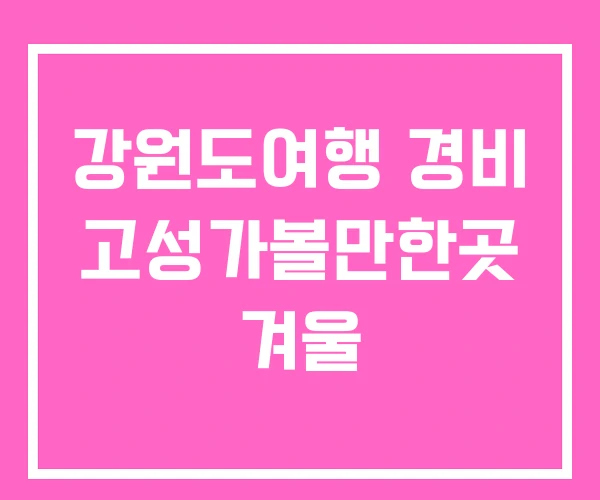 강원도여행 경비 고성가볼만한곳 겨울