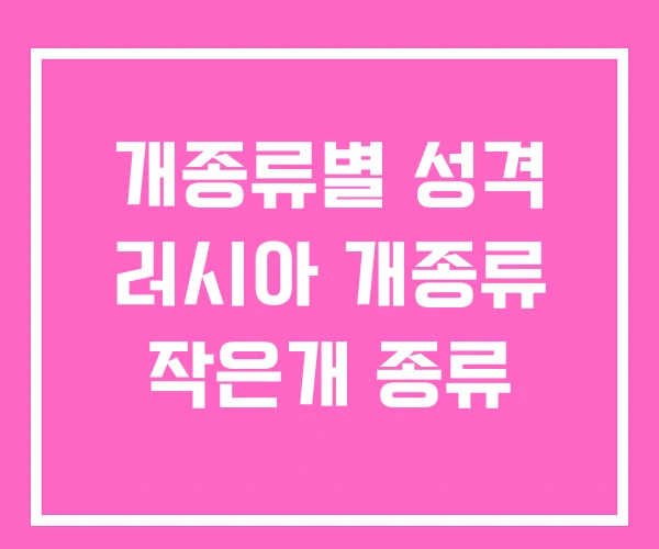 개종류별 성격 러시아 개종류 작은개 종류