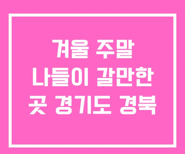 겨울 주말 나들이 갈만한 곳 경기도 경북 겨울 주말 나들이 갈만한 곳 경기도 경북