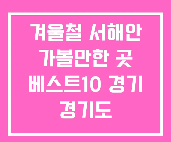 겨울철 서해안 가볼만한 곳 베스트10 경기 경기도
