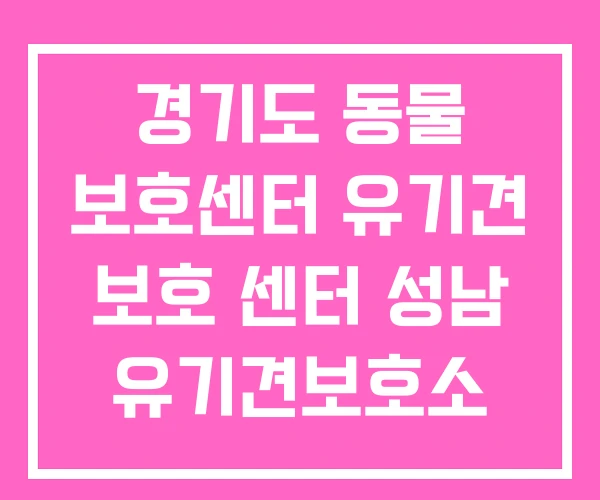경기도 동물 보호센터 유기견 보호 센터 성남 유기견보호소