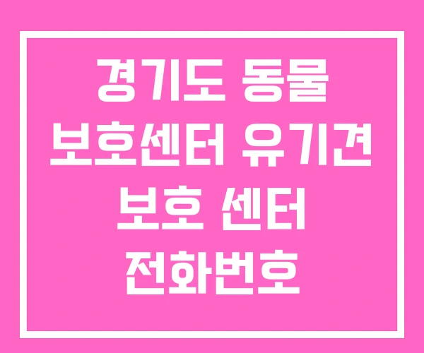 경기도 동물 보호센터 유기견 보호 센터 전화번호 경기도 동물 보호센터 유기견 보호 센터 전화번호