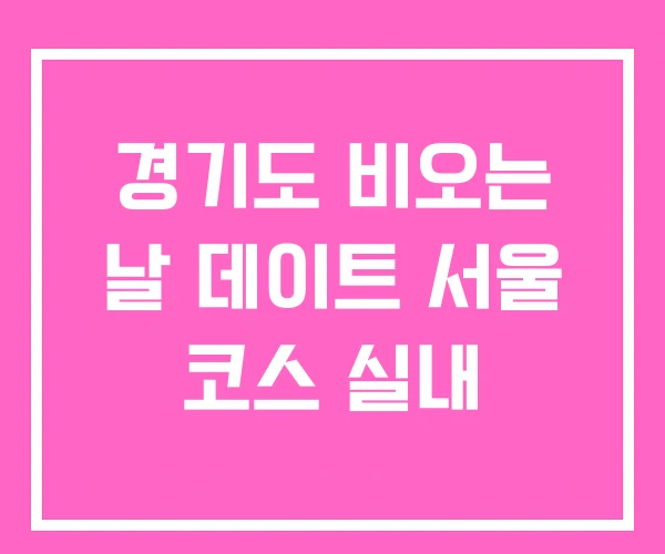 경기도 비오는 날 데이트 서울 코스 실내 경기도 비오는 날 데이트 서울 코스 실내