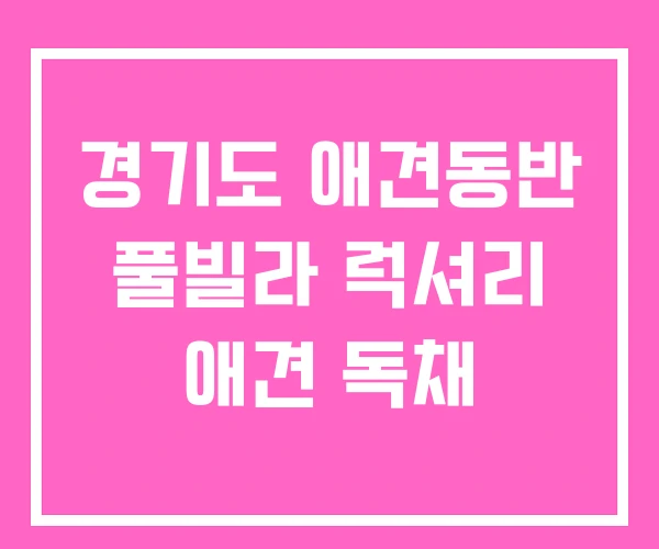 경기도 애견동반 풀빌라 럭셔리 애견 독채