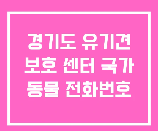 경기도 유기견 보호 센터 국가 동물 전화번호