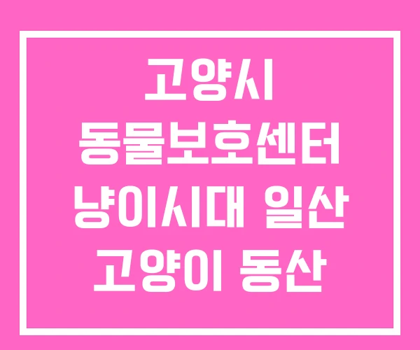 고양시 동물보호센터 냥이시대 일산 고양이 동산