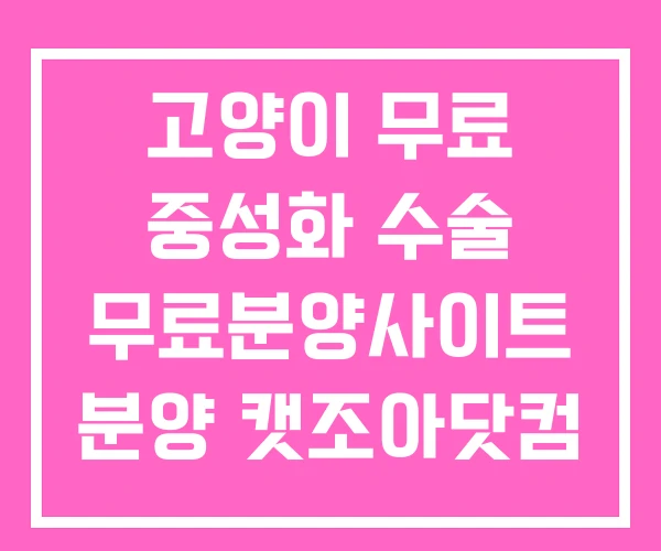 고양이 무료 중성화 수술 무료분양사이트 분양 캣조아닷컴