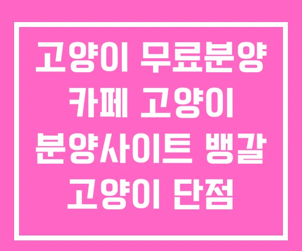 고양이 무료분양 카페 고양이 분양사이트 뱅갈 고양이 단점
