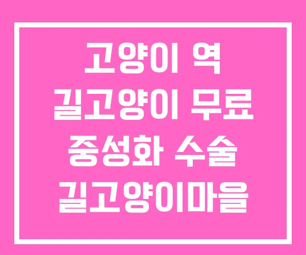 고양이 역 길고양이 무료 중성화 수술 길고양이마을 잠실