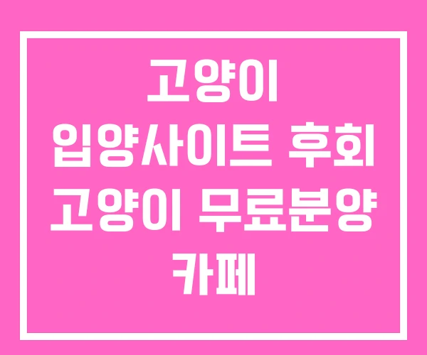 고양이 입양사이트 후회 고양이 무료분양 카페