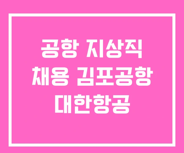 공항 지상직 채용 김포공항 대한항공 공항 지상직 채용 김포공항 대한항공