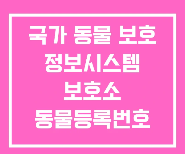 국가 동물 보호 정보시스템 보호소 동물등록번호 모를 때