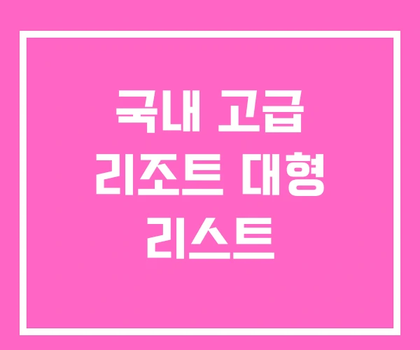 국내 고급 리조트 대형 리스트