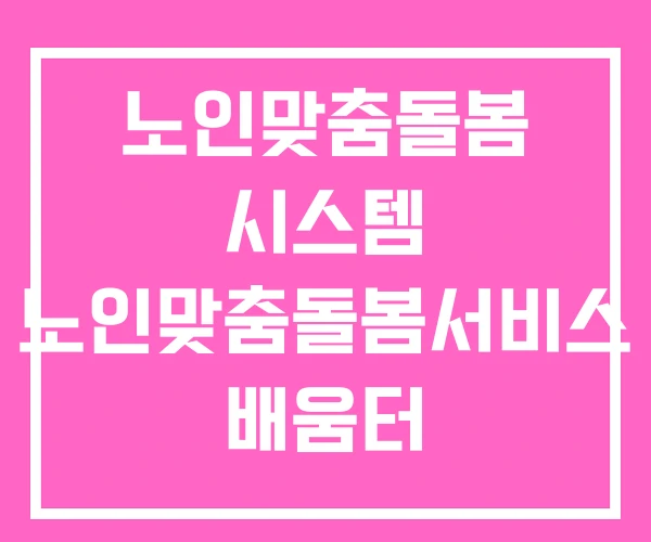 노인맞춤돌봄 시스템 노인맞춤돌봄서비스 배움터