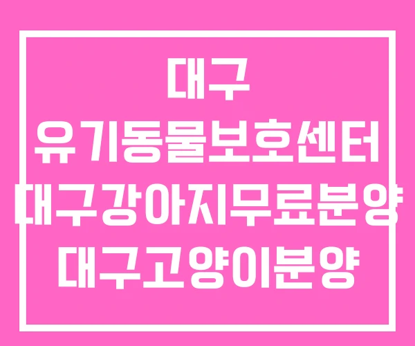 대구 유기동물보호센터 대구강아지무료분양 대구고양이분양