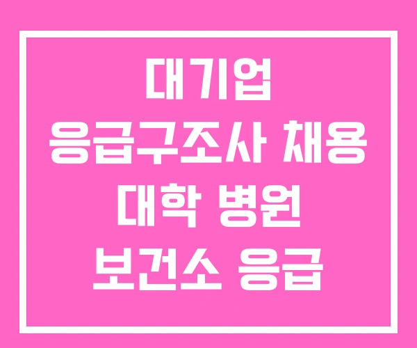 대기업 응급구조사 채용 대학 병원 보건소 응급 구조사 대기업 응급구조사 채용 대학 병원 보건소 응급 구조사