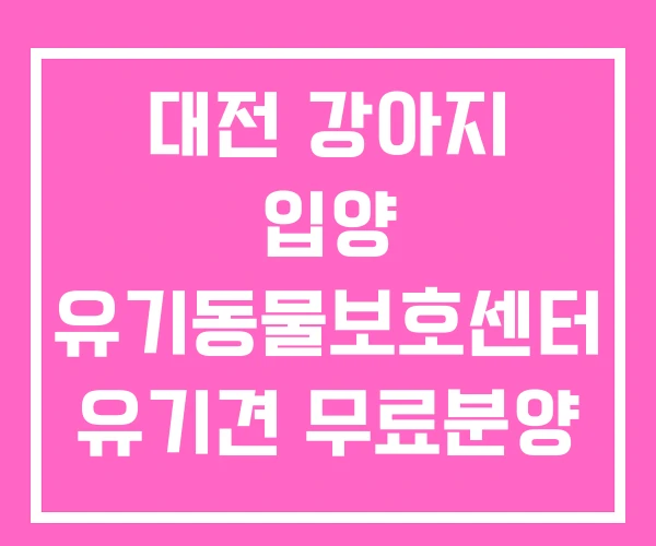 대전 강아지 입양 유기동물보호센터 유기견 무료분양
