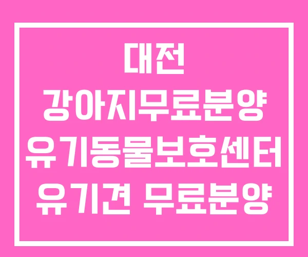 대전 강아지무료분양 유기동물보호센터 유기견 무료분양