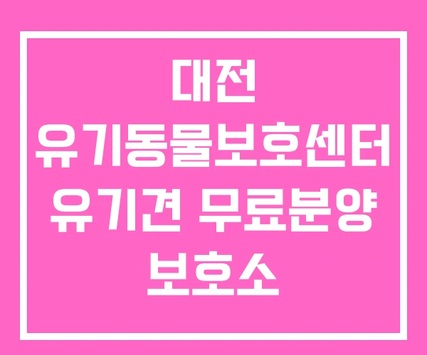 대전 유기동물보호센터 유기견 무료분양 보호소