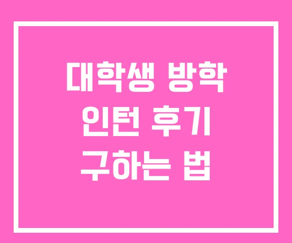 대학생 방학 인턴 후기 구하는 법 대학생 방학 인턴 후기 구하는 법
