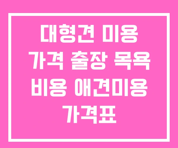 대형견 미용 가격 출장 목욕 비용 애견미용 가격표