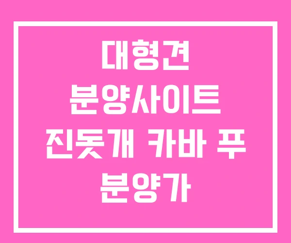 대형견 분양사이트 진돗개 카바 푸 분양가