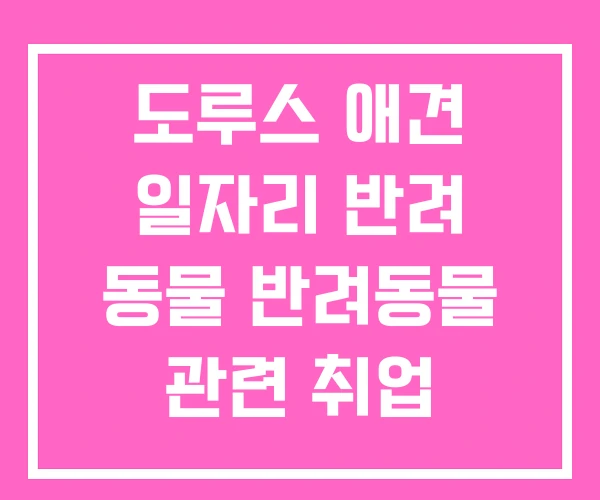 도루스 애견 일자리 반려 동물 반려동물 관련 취업
