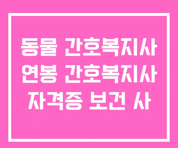 동물 간호복지사 연봉 간호복지사 자격증 보건 사