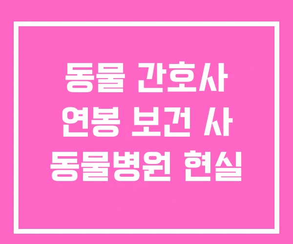 동물 간호사 연봉 보건 사 동물병원 현실