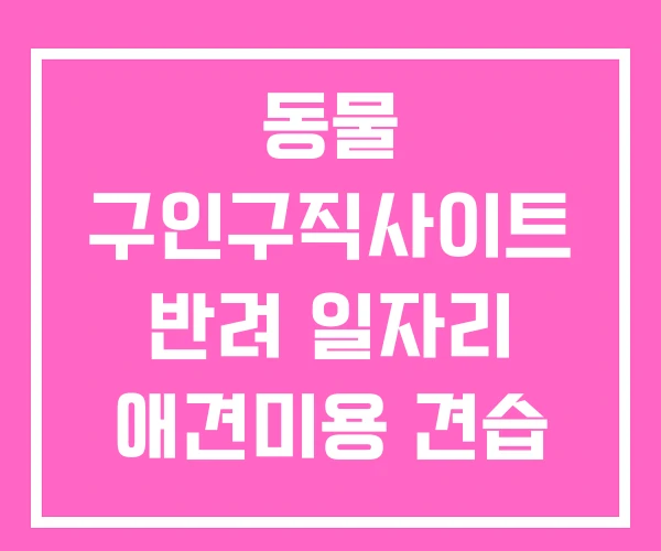 동물 구인구직사이트 반려 일자리 애견미용 견습