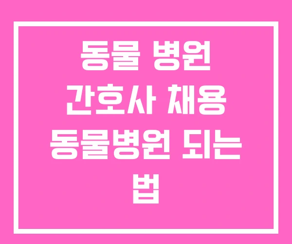 동물 병원 간호사 채용 동물병원 되는 법