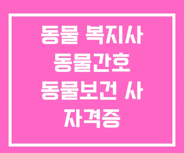 동물 복지사 동물간호 동물보건 사 자격증