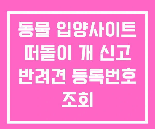동물 입양사이트 떠돌이 개 신고 반려견 등록번호 조회