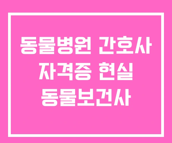 동물병원 간호사 자격증 현실 동물보건사
