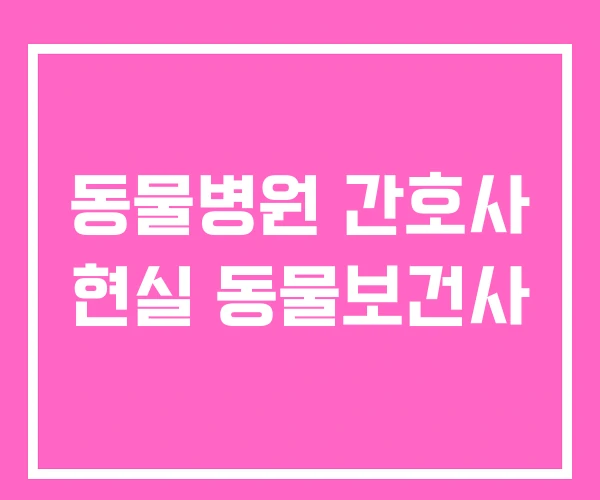 동물병원 간호사 현실 동물보건사 동물병원 간호사 현실 동물보건사