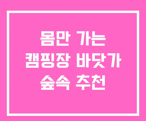몸만 가는 캠핑장 바닷가 숲속 추천 몸만 가는 캠핑장 바닷가 숲속 추천