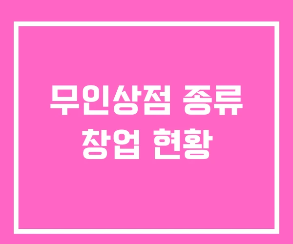 무인상점 종류 창업 현황