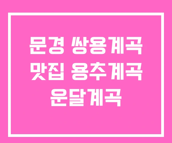 문경 쌍용계곡 맛집 용추계곡 운달계곡