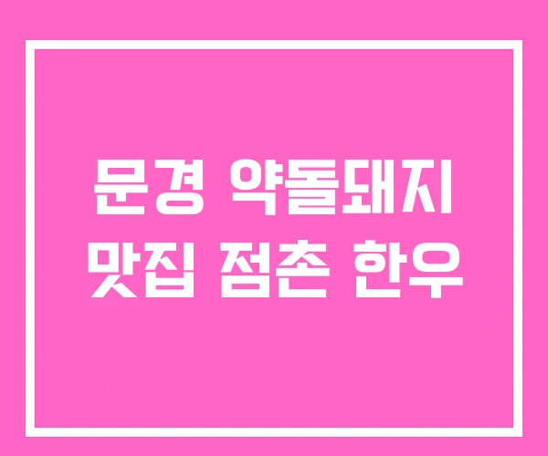 문경 약돌돼지 맛집 점촌 한우