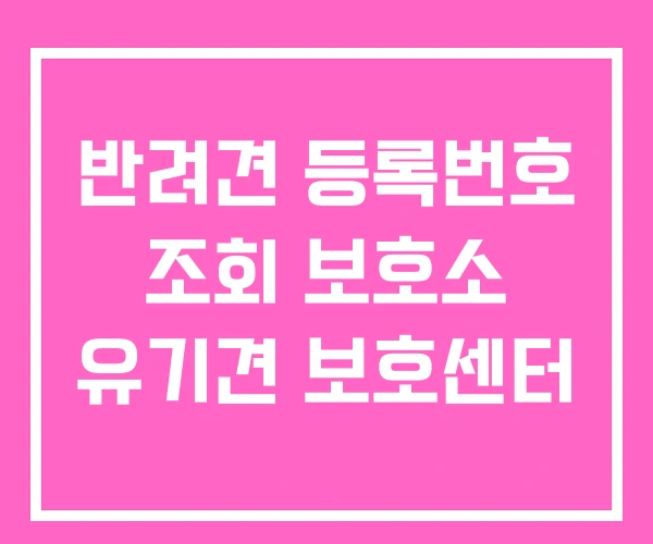 반려견 등록번호 조회 보호소 유기견 보호센터 반려견 등록번호 조회 보호소 유기견 보호센터