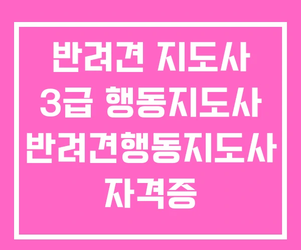 반려견 지도사 3급 행동지도사 반려견행동지도사 자격증 반려견 지도사 3급 행동지도사 반려견행동지도사 자격증